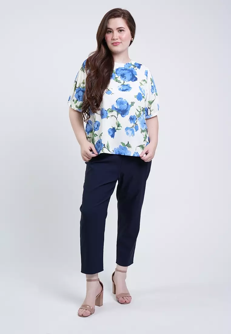 Milly Plus Size Alissa Puff Sleeve Boxy Floral Blouse
