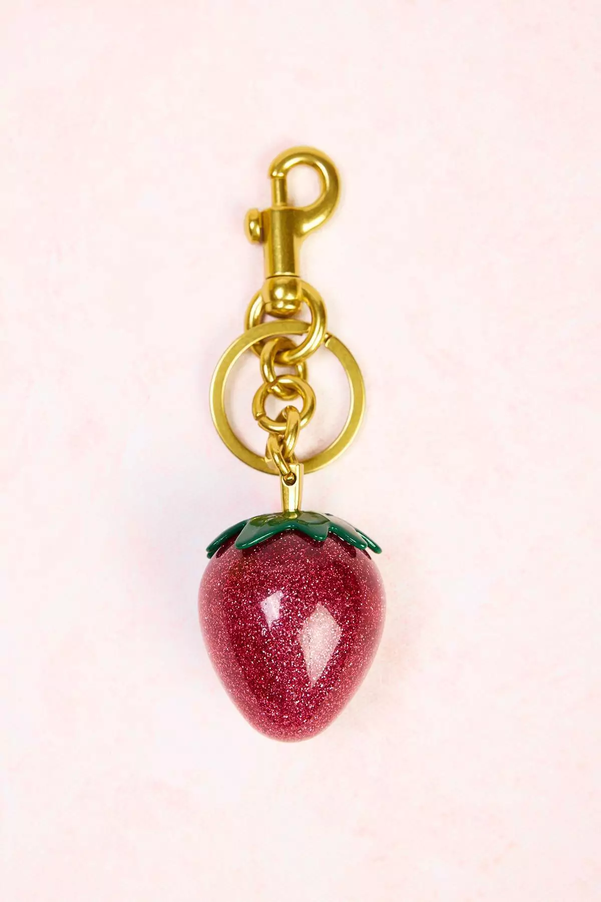 Red Strawberry Gold Detailed Charm Bag Ornament Accessory Takss25Da00005