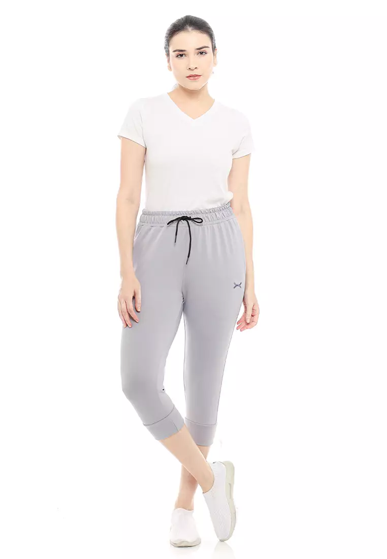 Jogger Pants Women 3/4 Length Grey