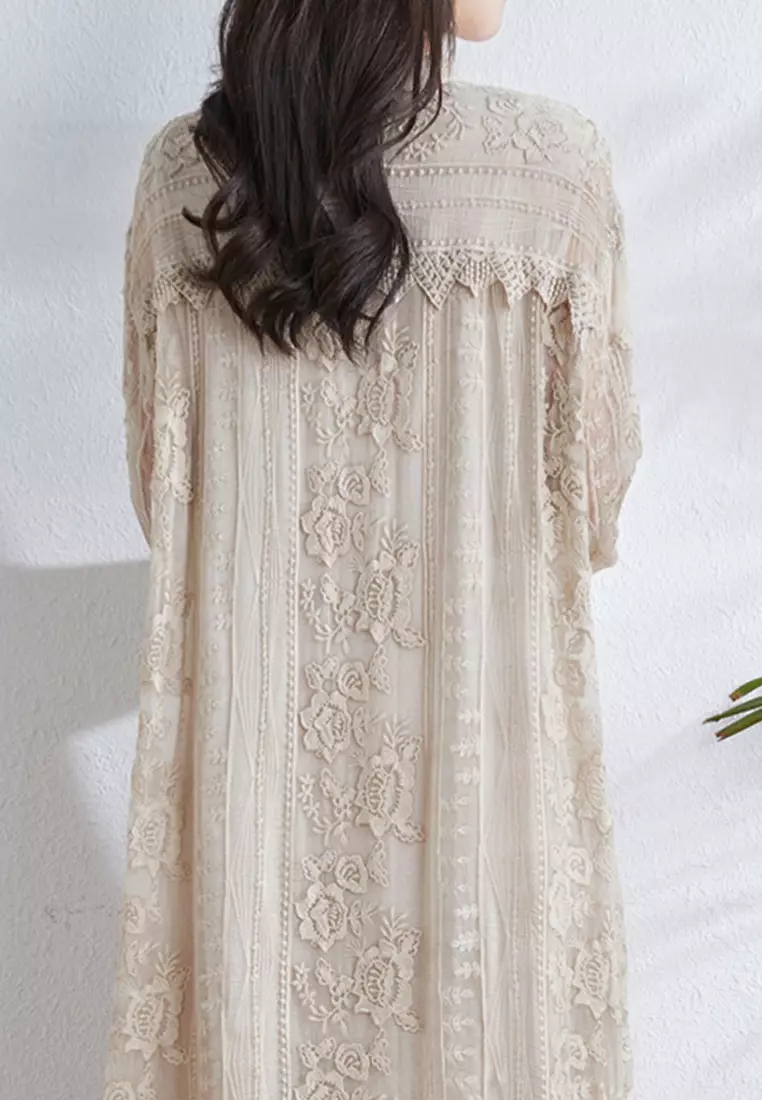 White silk store summer dress