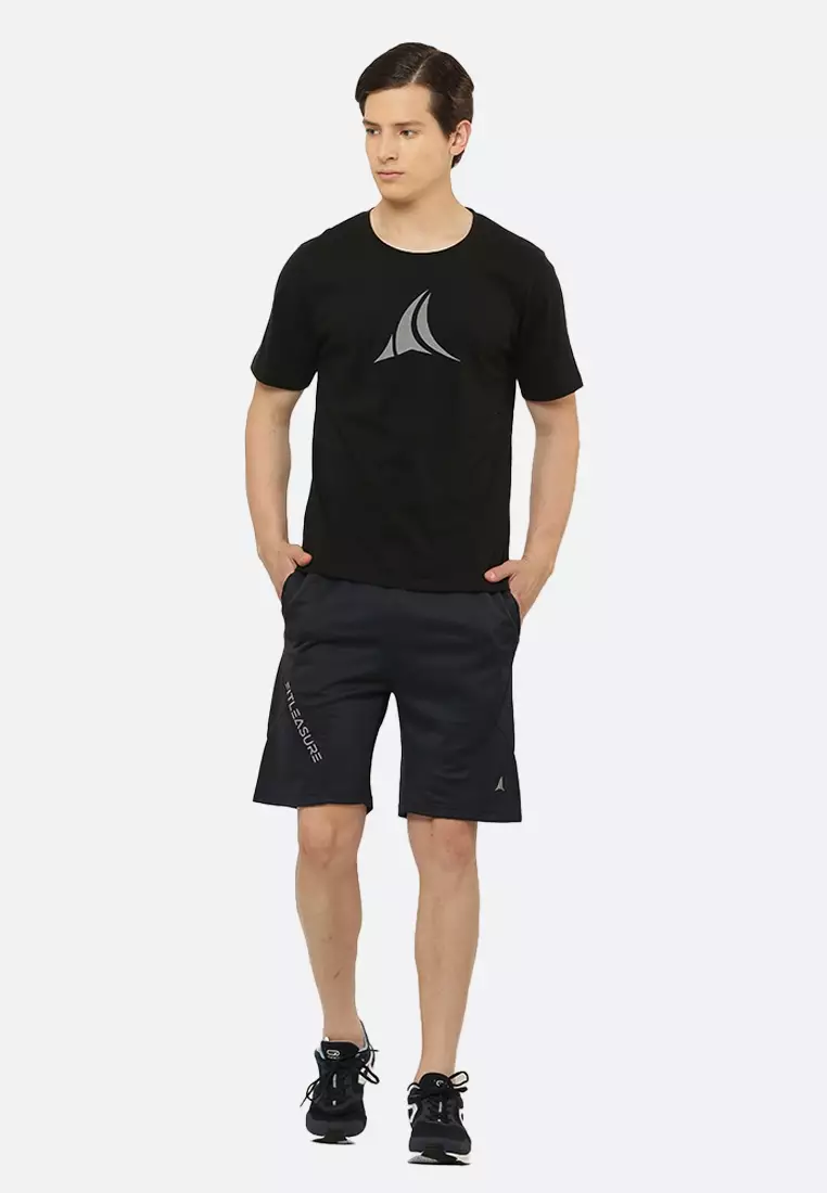 Men's Round Neck Black Training Cotton Tee