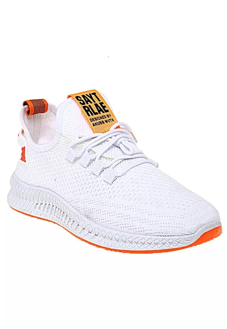 Chayton Sepatu Olahraga Pria Sneakers Motif Garis Casual Sport Shoes Material Flyknit Mesh ORIGINAL - White