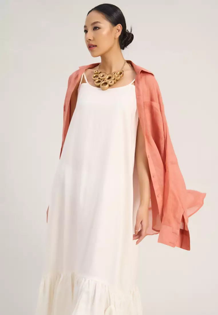 White Linen Midi Dress