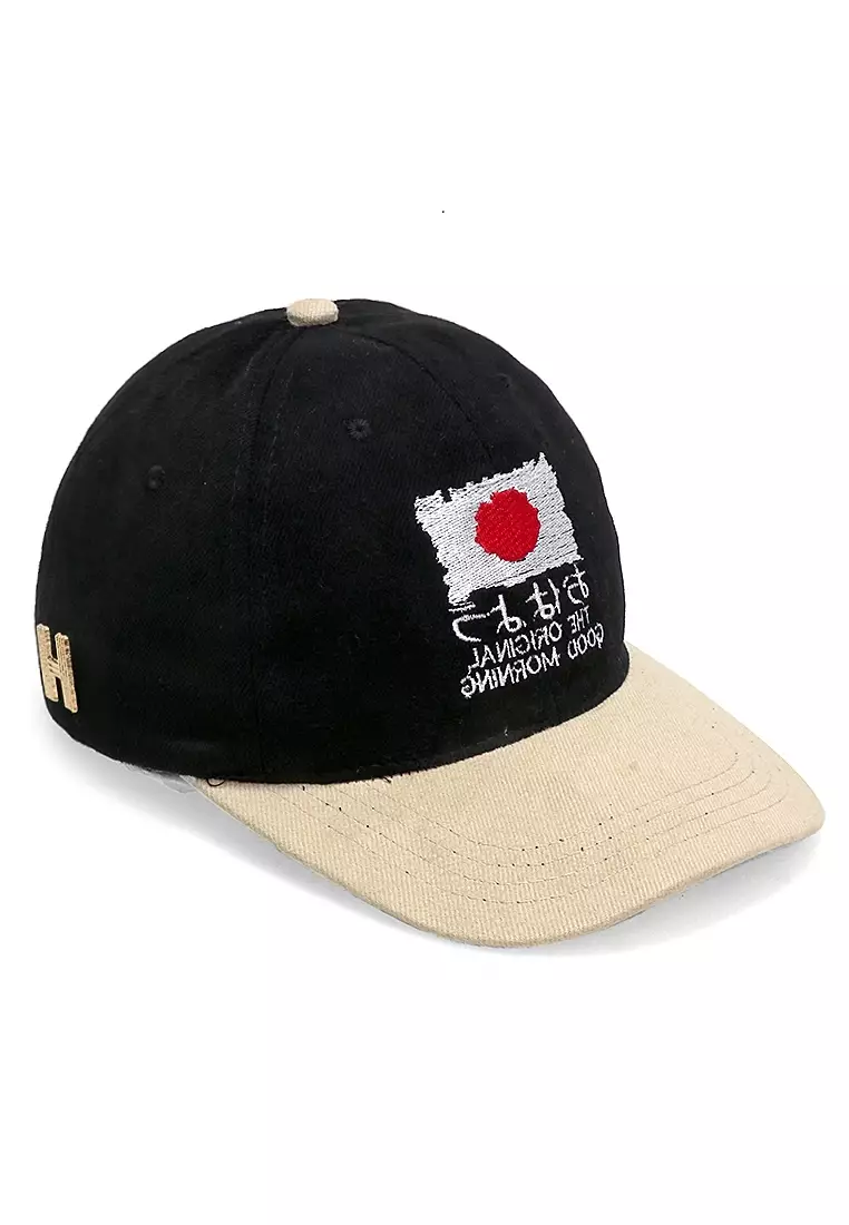 Drsh Topi Basebal Unisex Casual Motive Japan Resizable Strap Material Rafel ORIGINAL - Black Cream