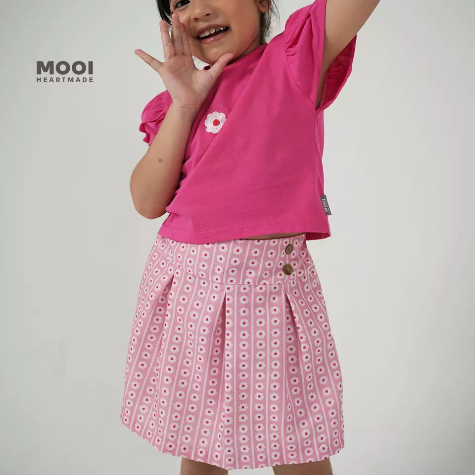 Mooi Setelan Anak Perempuan Ella Skort Set - Bright Pink