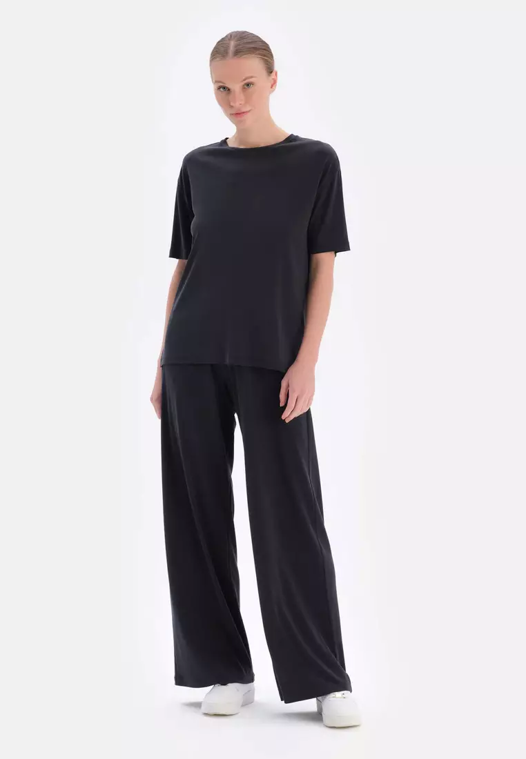 Black Trousers, Regular, Long Leg, Loungewear for Women