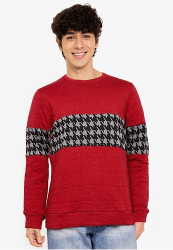 UniqTee red Textured Sweater With Contrast Band 06CE8AACE67006GS_1