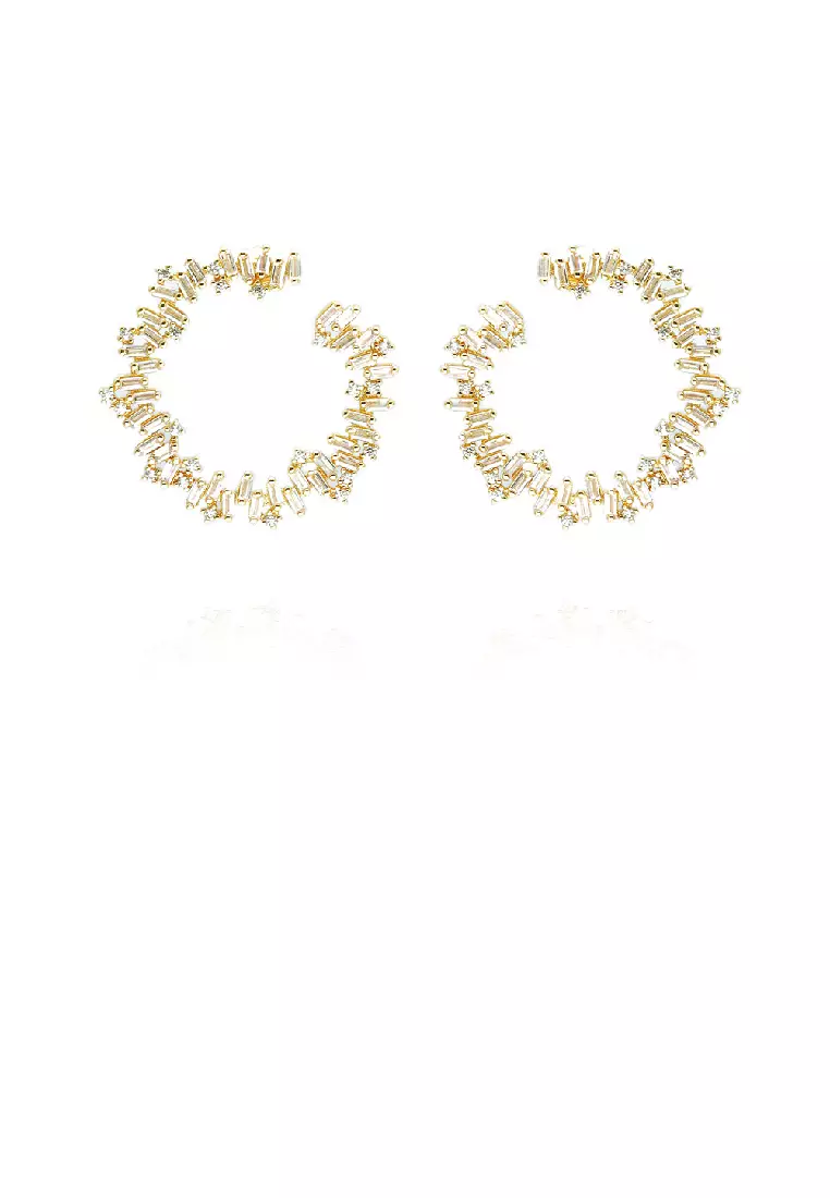 Geometric gold earrings sale