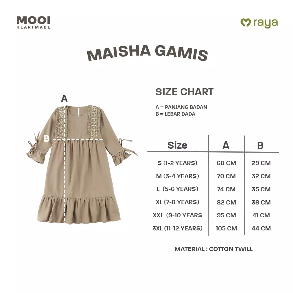 Mooi Dress Anak Gamis Anak Perempuan Raya Collection Maisha Gamis - Dusty Blue