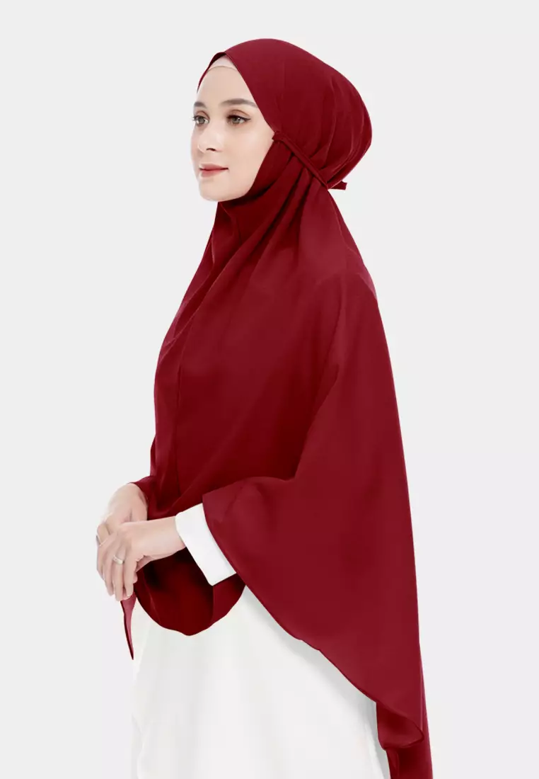 Ashilla Khimar Bergo | Hijab Instan Tali | Bergo Jumbo Kerudung - Red Tomato