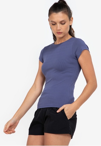 ZALORA ACTIVE blue Cap Sleeves Fitted Rib Top F1263AA9CEC9D4GS_1