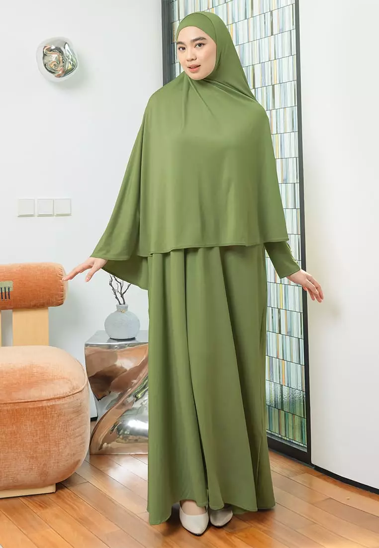 Hafisa Abaya Set Olive Green