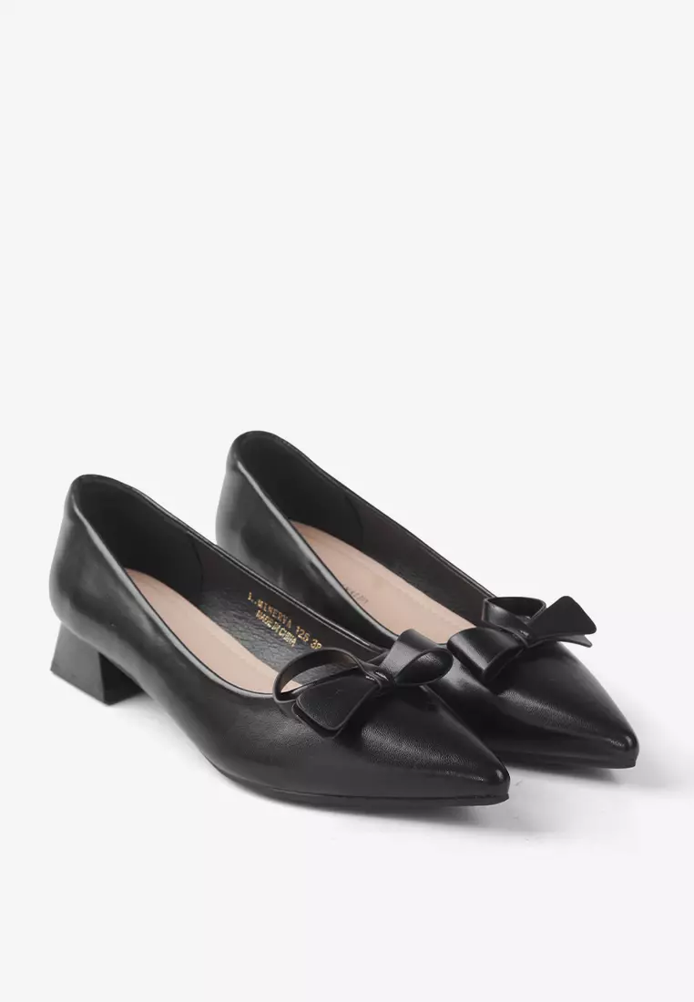 Fransisca Renaldy Block Heels Formal Pointed Toe Pumps with Ribbon L.Minerva