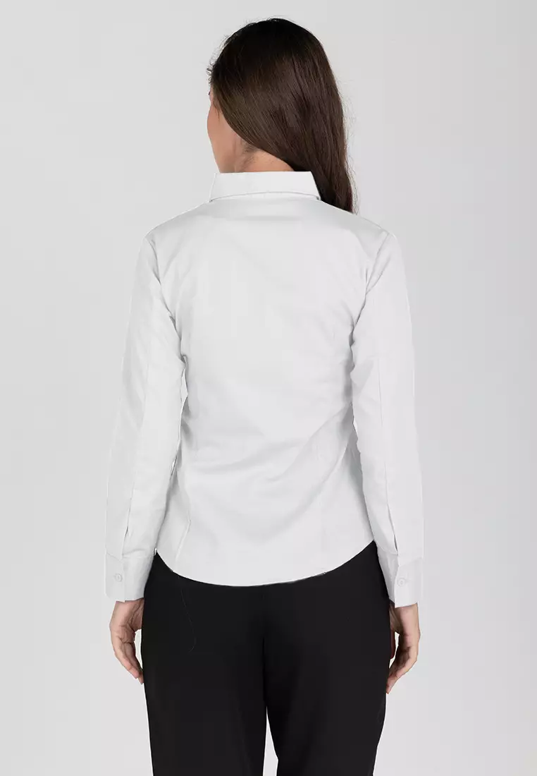 Della Pinstripe Long Sleeve Office Blouse