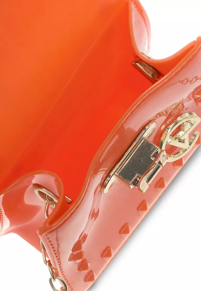 Frith Tas Jelly Slempang Wanita Tali Rantai Design Stylish - Orange