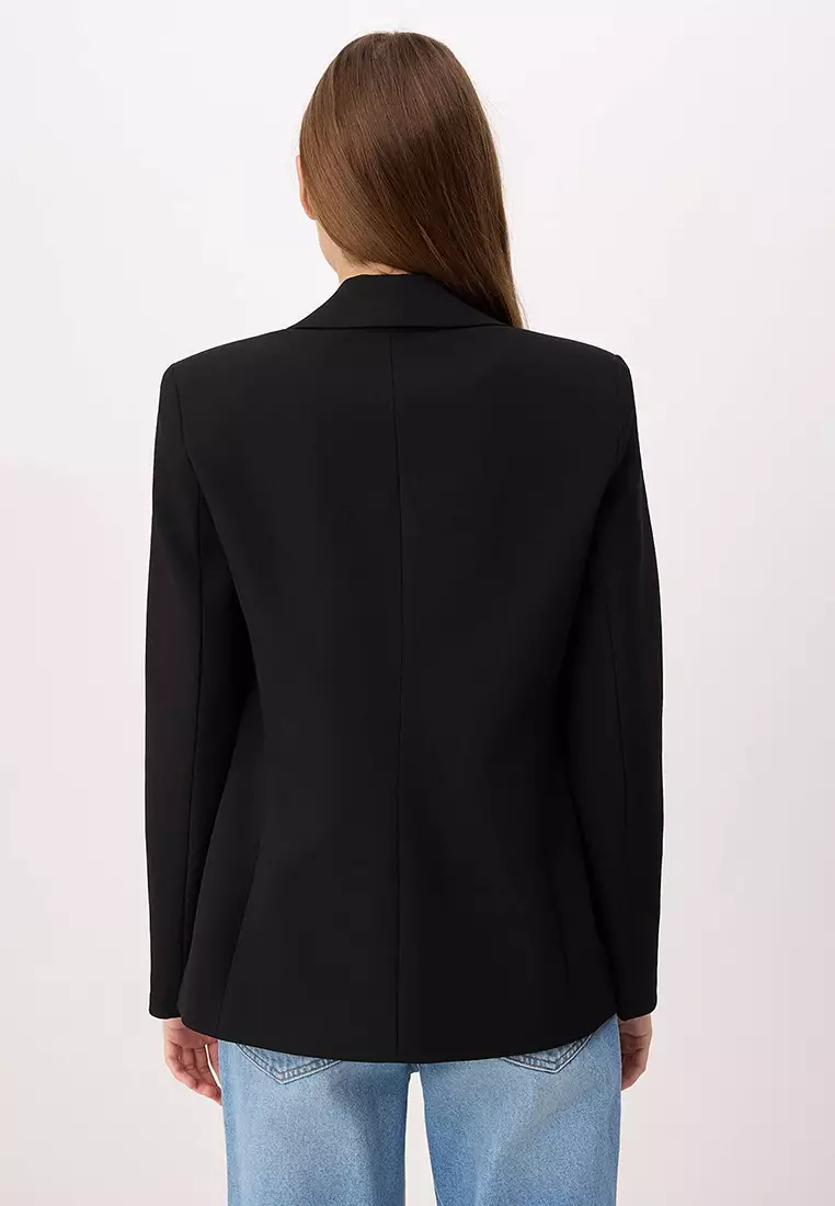 Black Accessory Buttoned Regular Fit Woven Blazer Jacket Twoss26Bc2