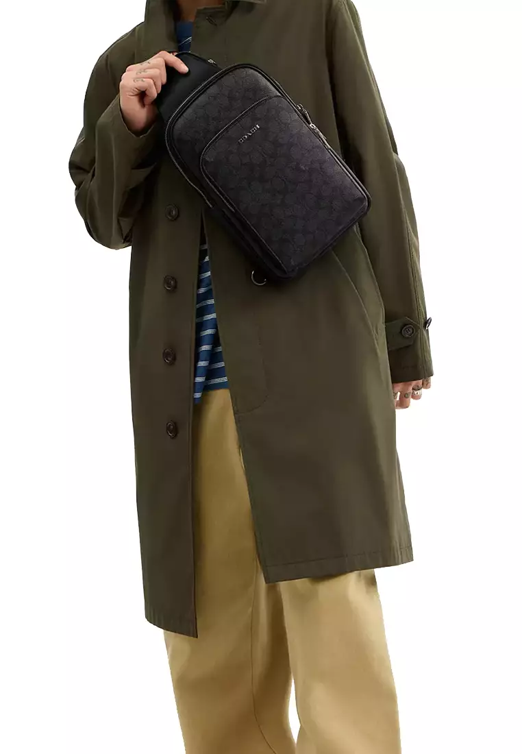 Ethan Pack In Signature Canvas in Charcoal/ Black CZ393