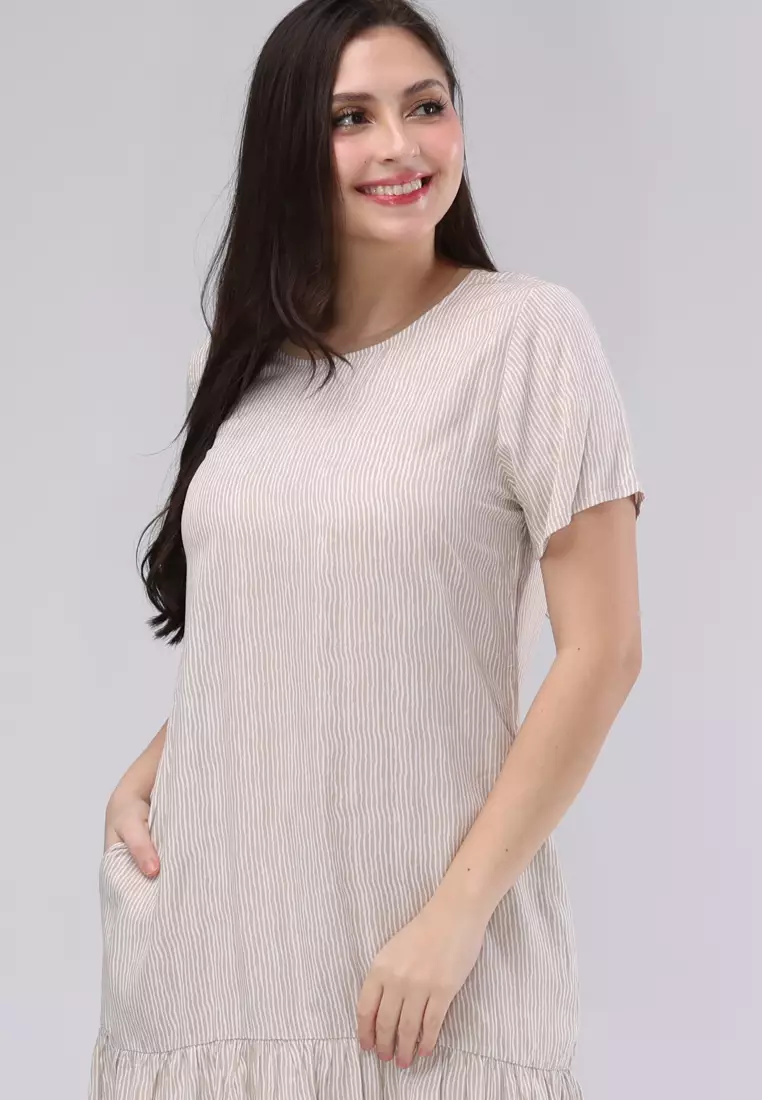 Woven Printed Rayon Short Sleeves Dress