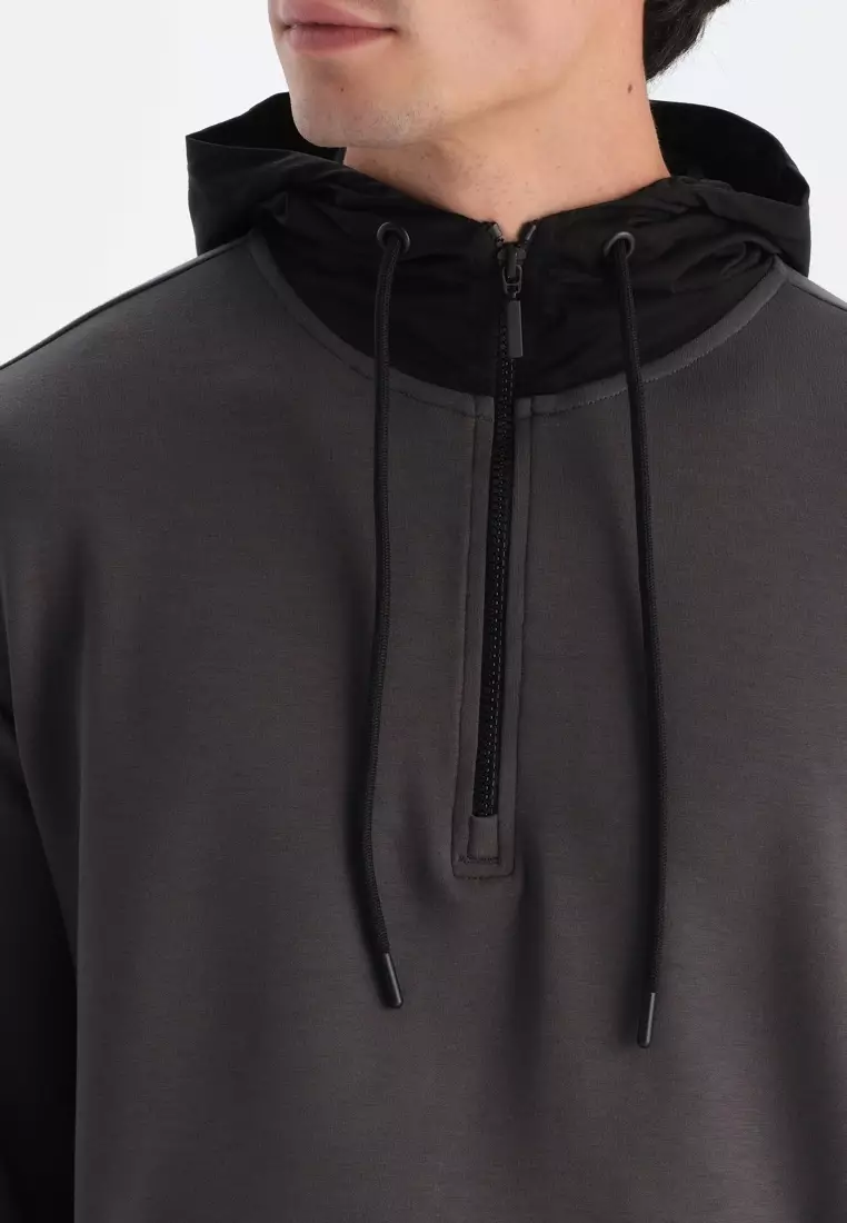 Anthracite Sweatshirt, Hooded, Activewear for Men