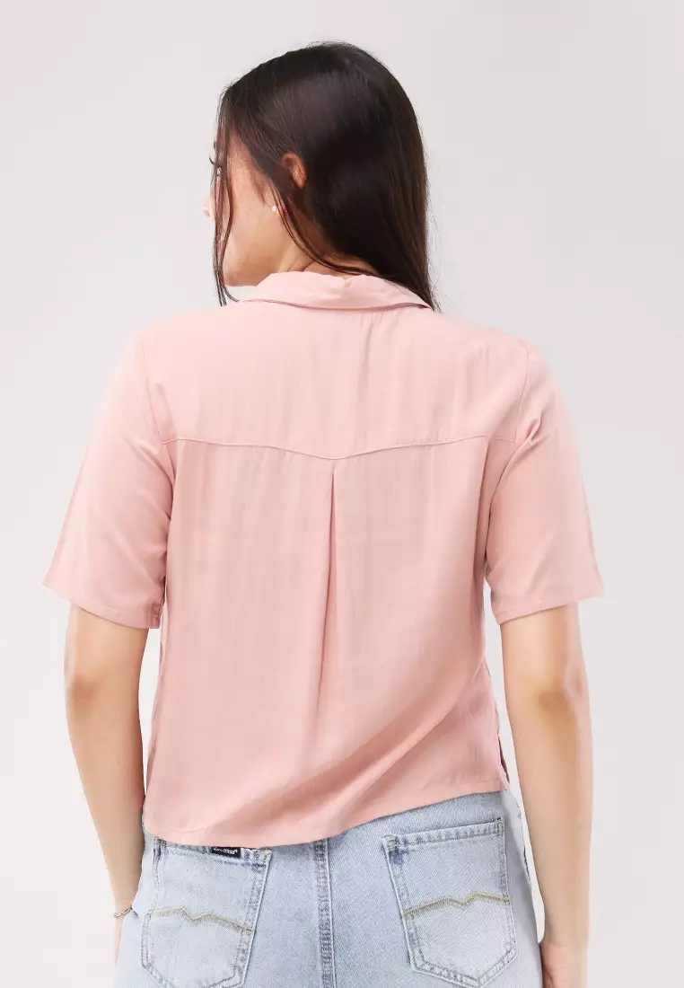 Soft Linen Woven Short Sleeves Blouse