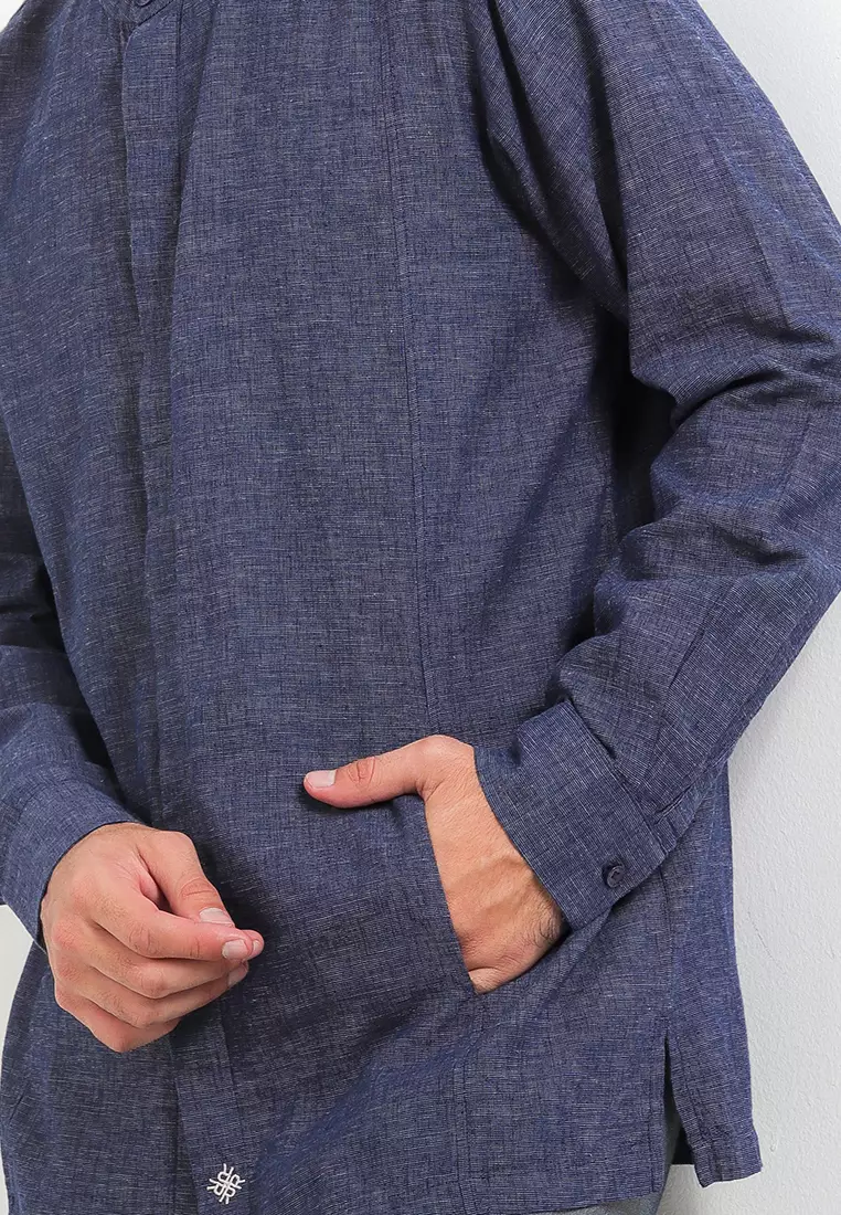 Men's Long Sleeve Linen Poplin Shirt