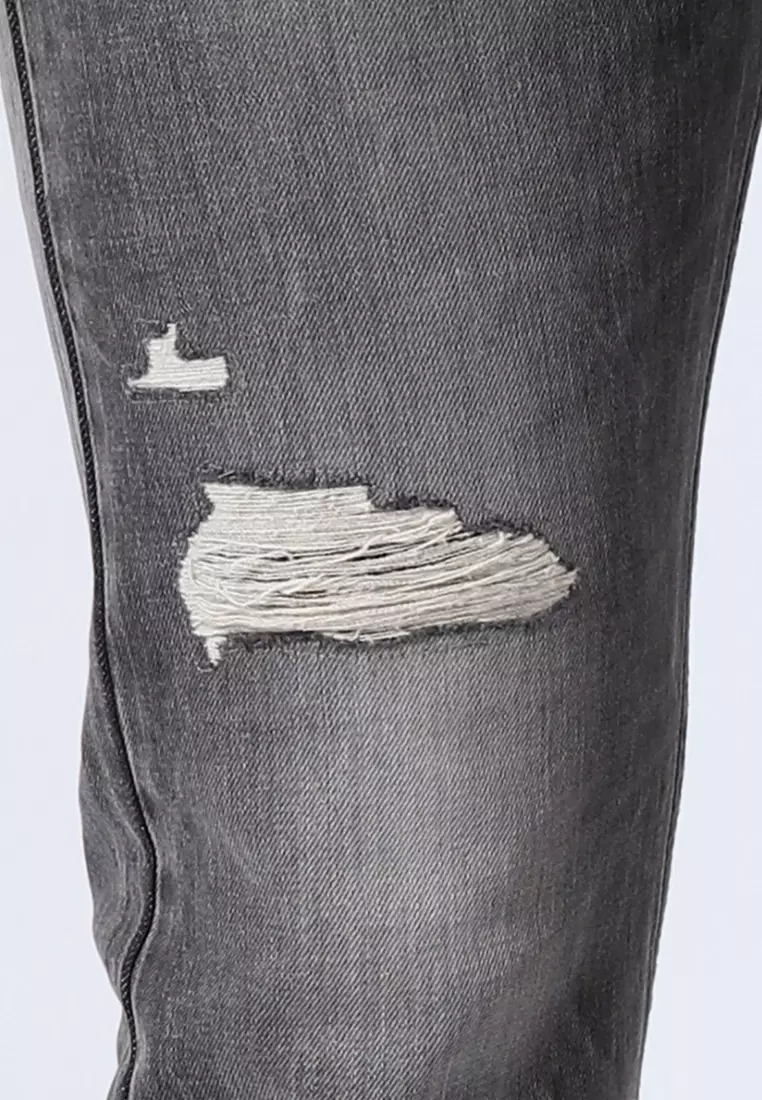 802 Slim Fit Handcrafted Jeans BLACK AGES DESTROY - Celana Panjang Denim Pria