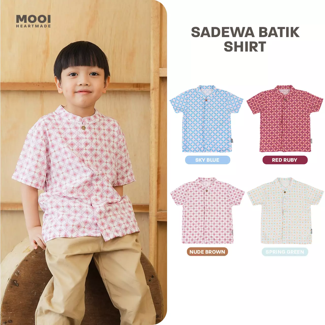 Mooi Atasan Batik Kemeja Anak Laki-Laki Sadewa Batik Shirt - Sky Blue