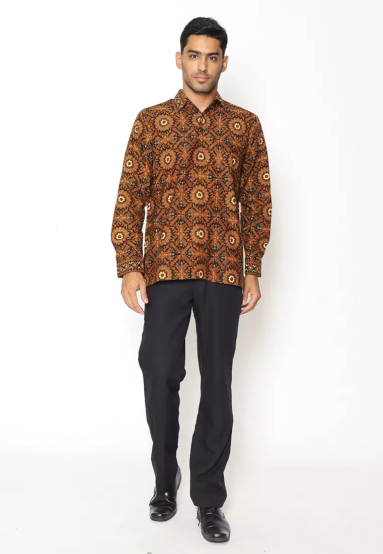Hadinata Batik Pria Kemeja Panjang Cap Semi Tulis Baskara