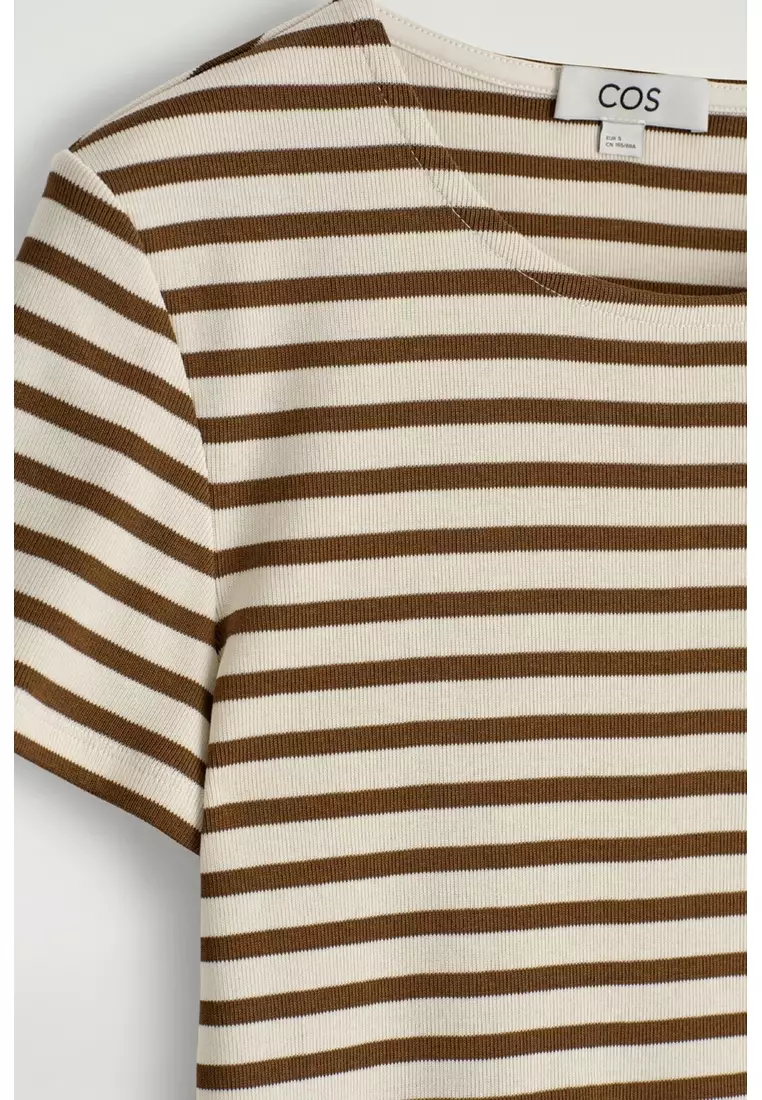 SHRUNKEN SLIM RIBBED T-SHIRT