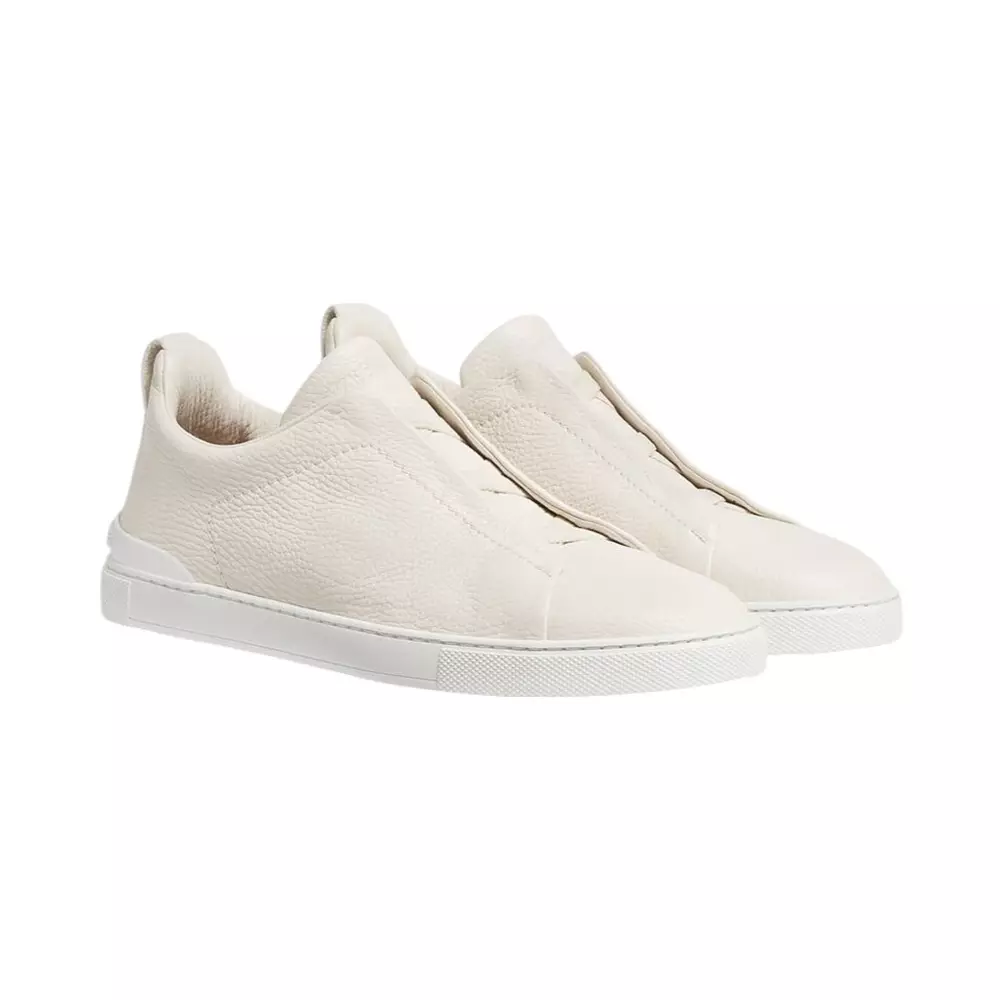 Triple Stitch Deerskin Sneakers Off White