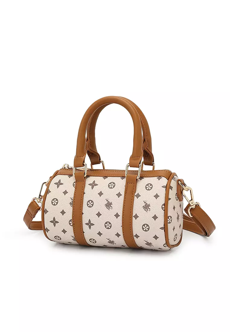 Women's Monogram Top Handle Bag / Sling Bag / Crossbody Bag - Khaki