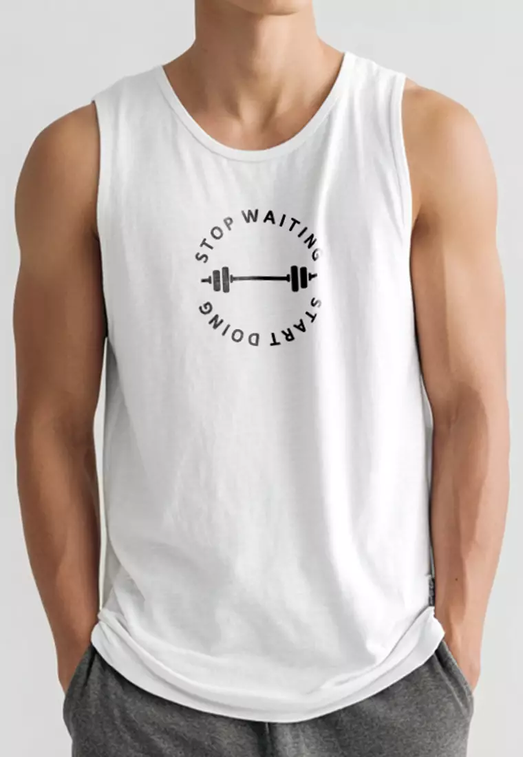 MTW74 Kaos Kutung Tank Top Instacool "start doing" putih