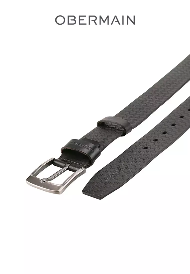 Men's Belt 40MM Pin Clip Buckle Genuine Leather  Dark Brown