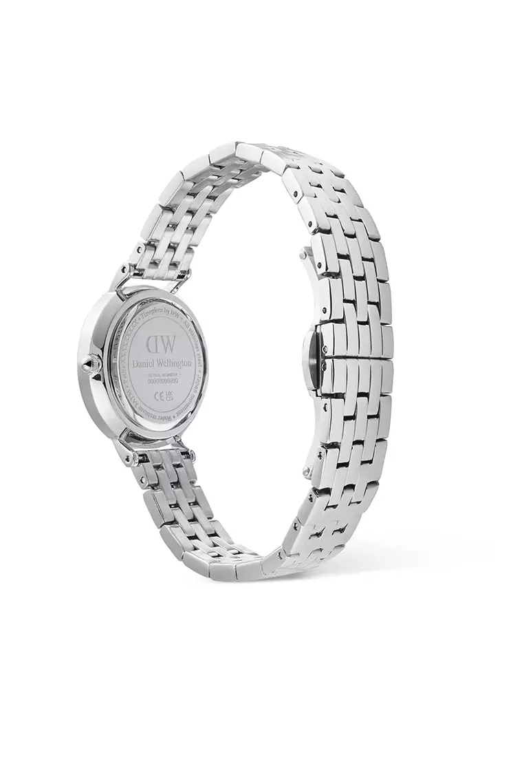 Petite 28mm Roman Numerals Date 5-Link White Silver Women Watch stainless steel watch DW Official Authentic Original jam tanggan perempuan DW jam tangan