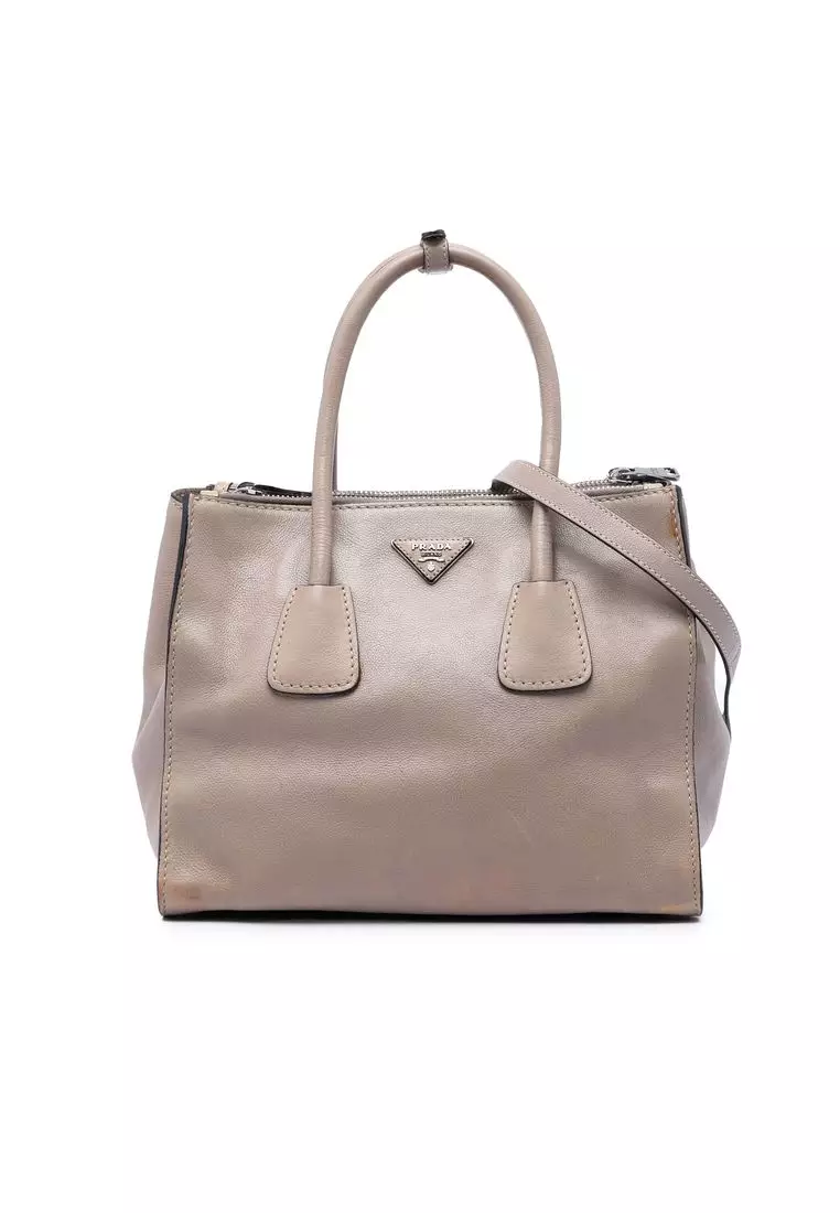 Prada Pre-Loved Prada Glace Calf Twin Pocket Double Handle Satchel