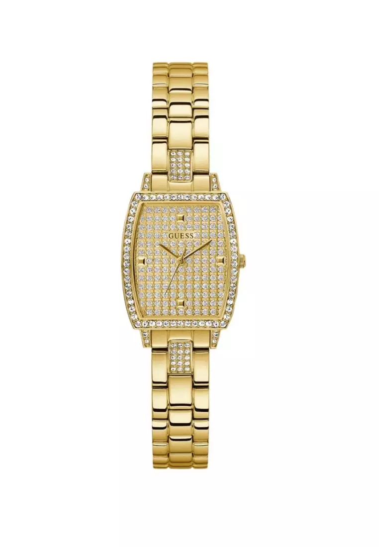 Guess Analog Diamonds Silver Dial Gold Steel Strap Watch For Women - W1013l2