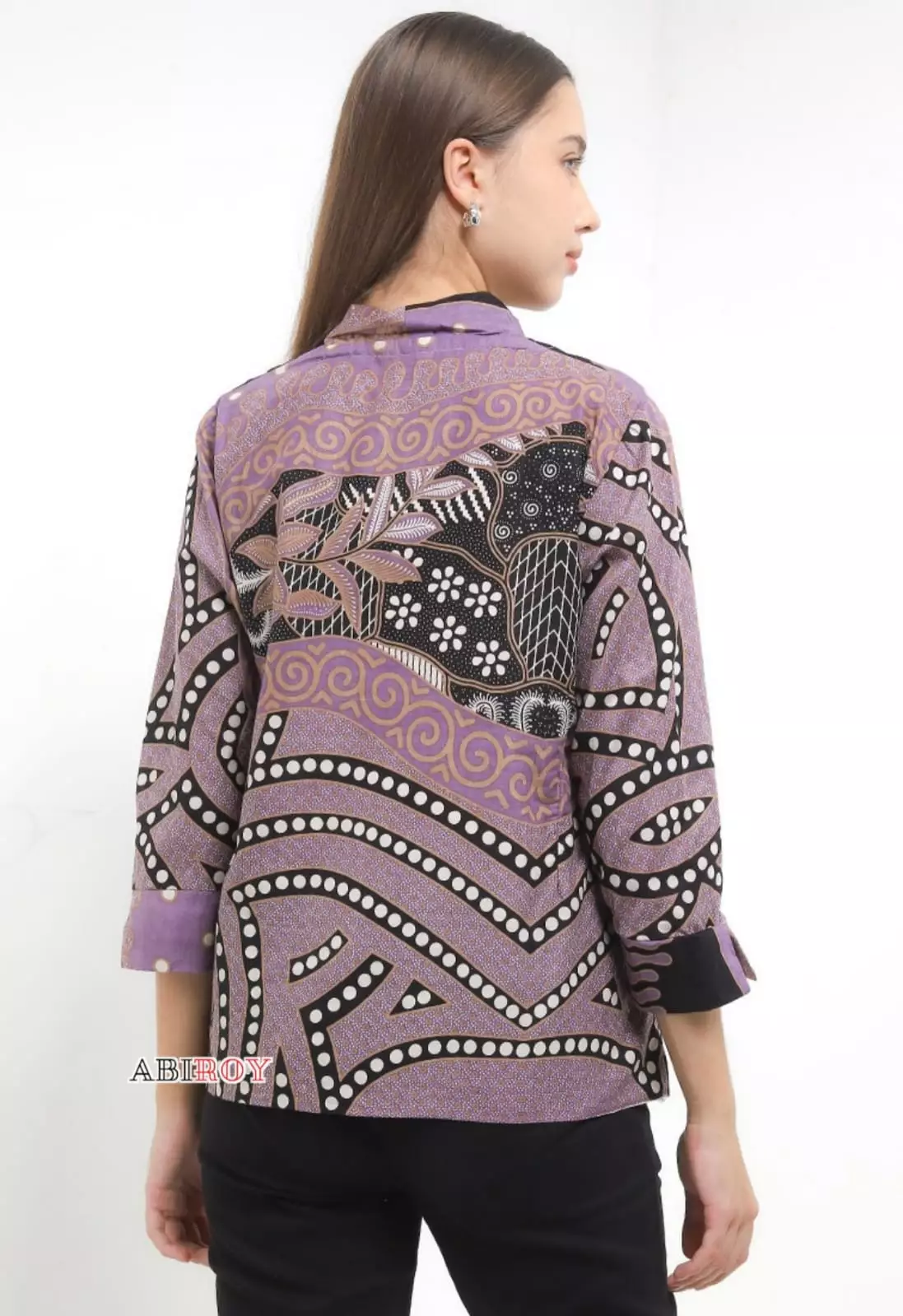 Blouse Batik Mahkotra Ungu Premium Slimfit Elegant NLN