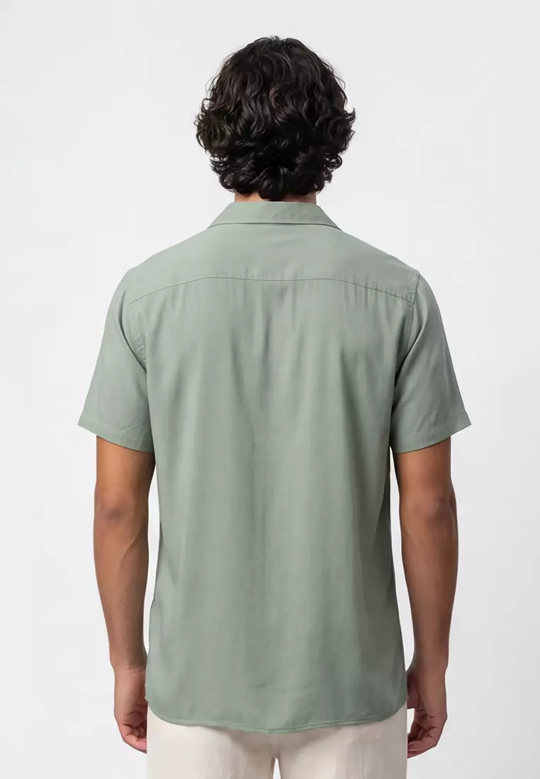 Cuban Viscose Light Sage Green Casual Shirt