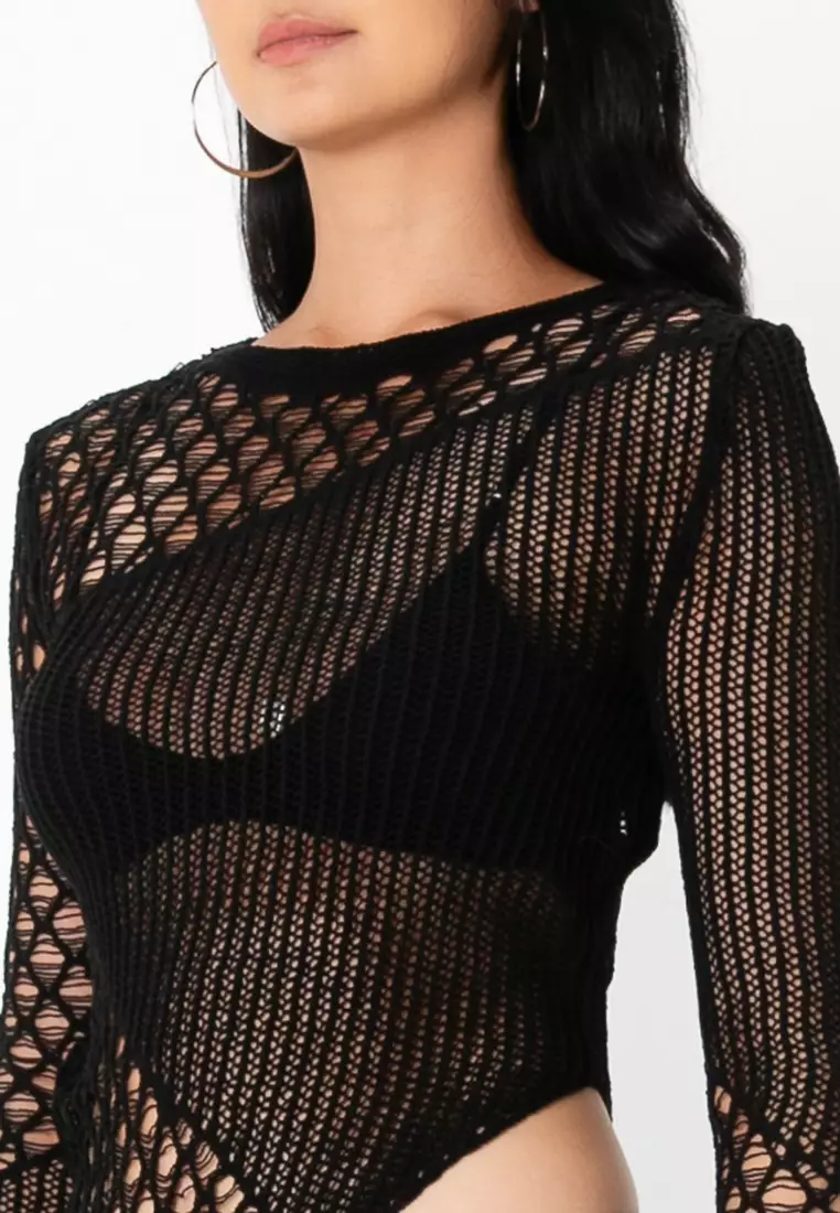 Mesh Top with Asymmetrical Hem