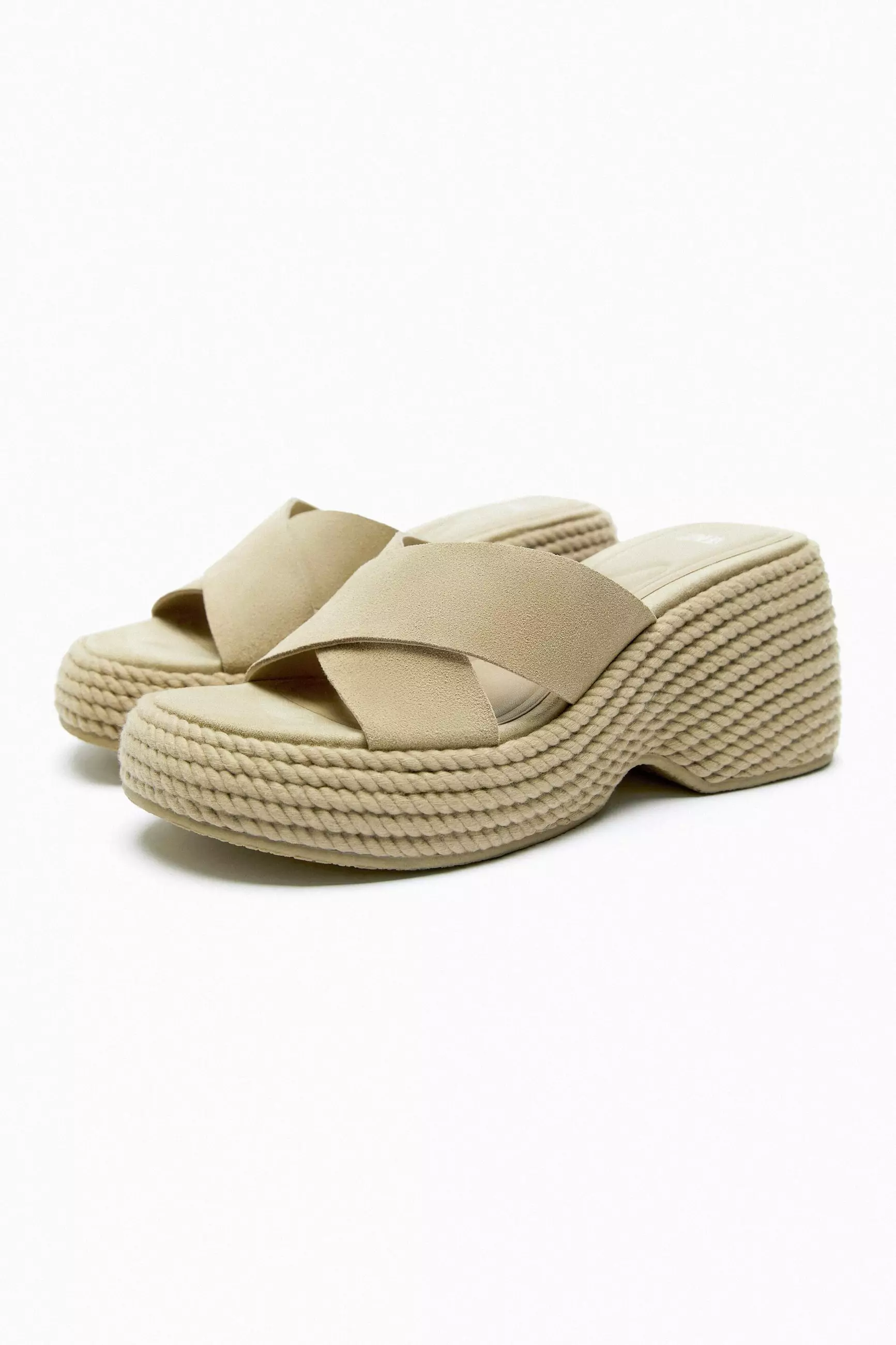 ZARA Split Suede Wedge Sandals 2025 | Buy ZARA Online
