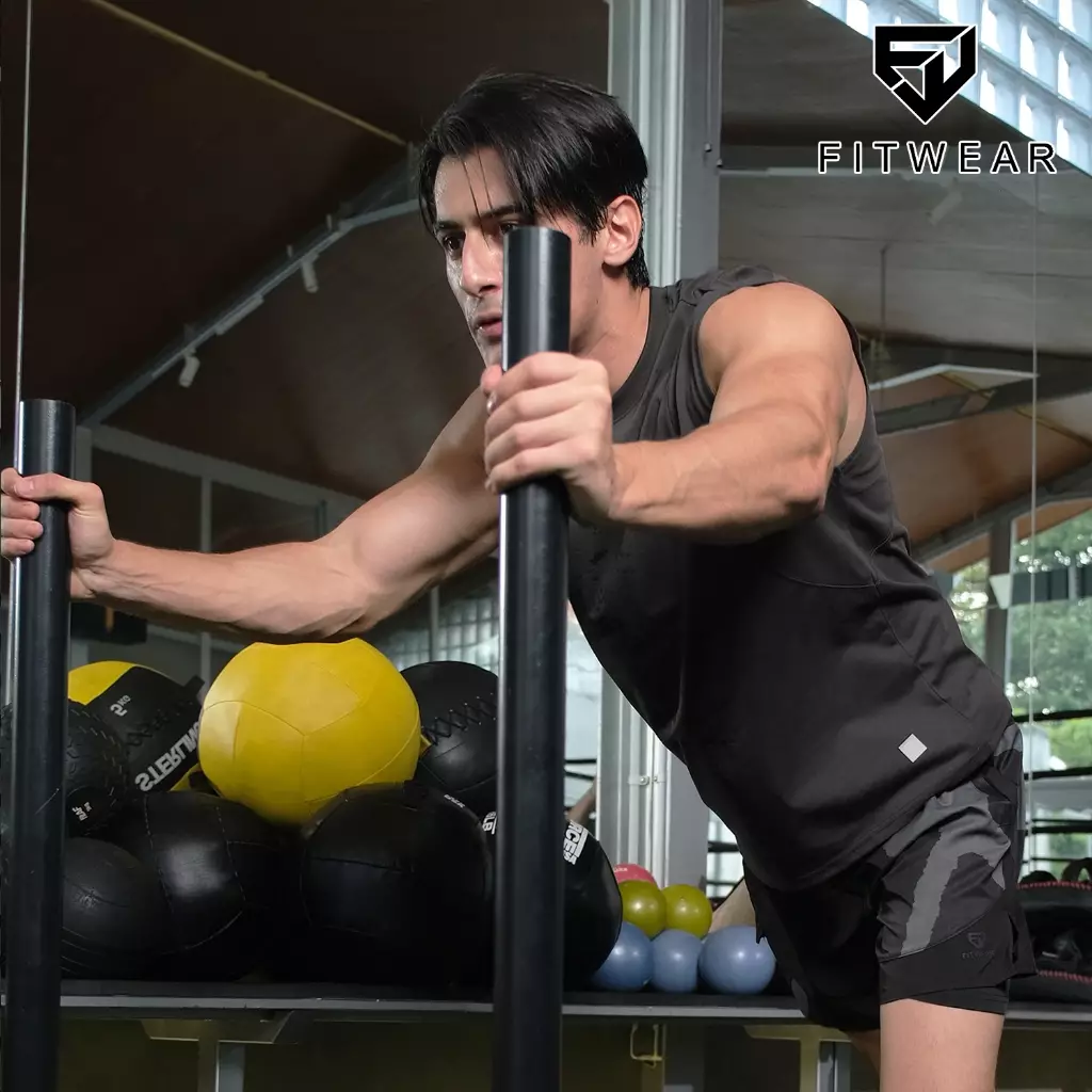 Fitwear Muscle Tee Olahraga Pria Fitwear ZAYAN COTTON ROUND NECKLINE - DARK GREY