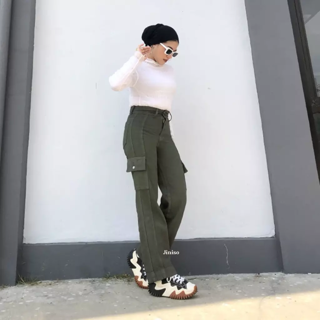 Highwaist Cargo Loose Jeans 400 HANDS UP