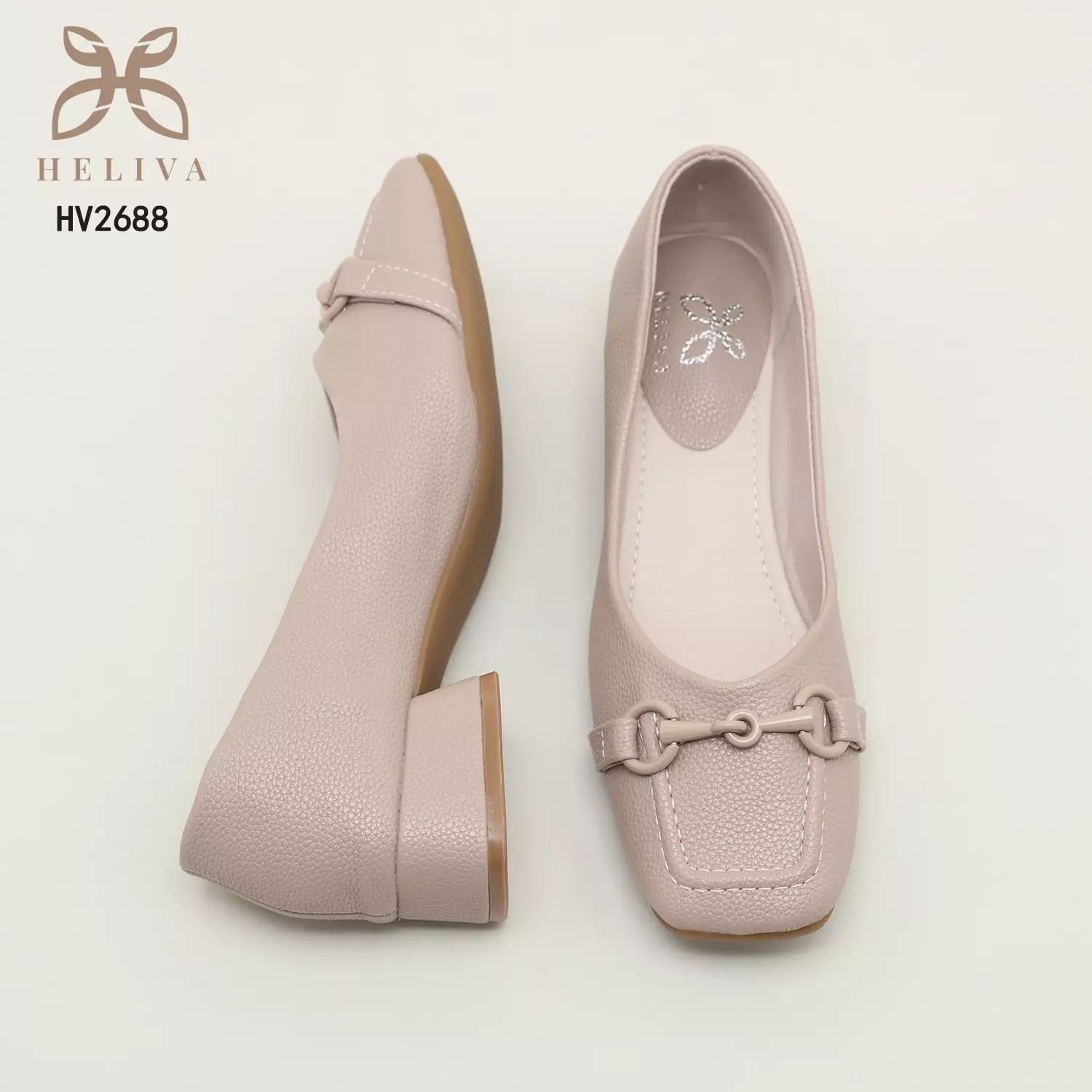 Heliva Zaskia Mid Block Heels Office Ladies Square Toe