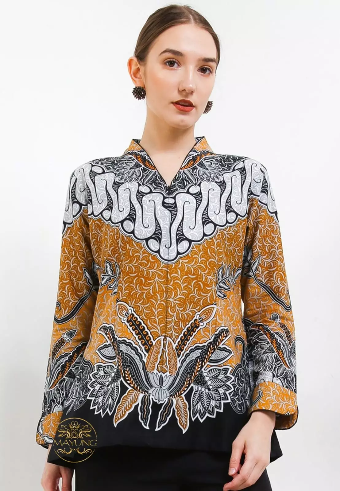 Jual Batik Mayung Blouse Batik Gelung Oranye Premium Slimfit Elegant Original 2024 Zalora 
