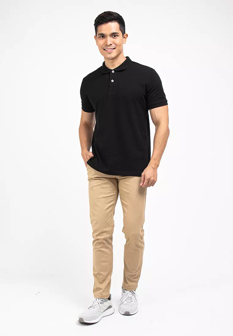 Forest Cotton Pique Regular Fit Polo T Shirt Men Collar Tee - 23647-01Black