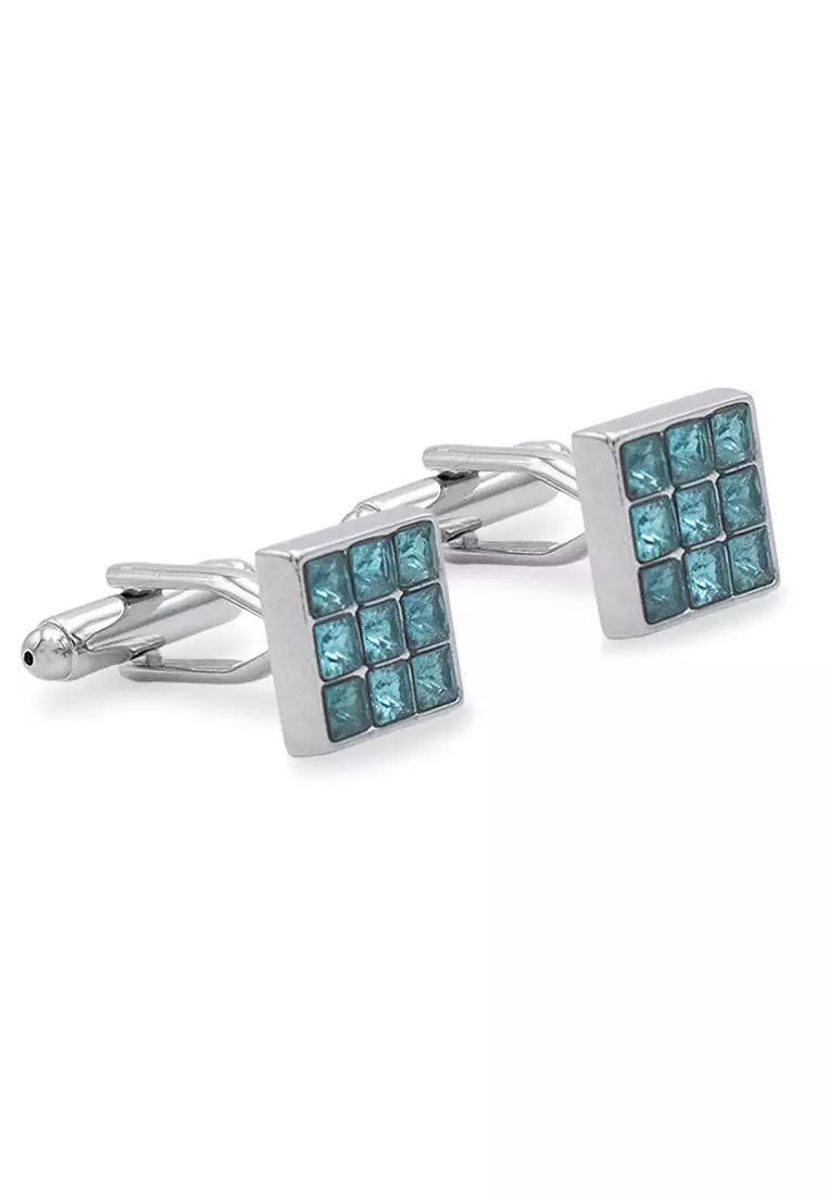 Isla Turqoise Diamonte Cufflink