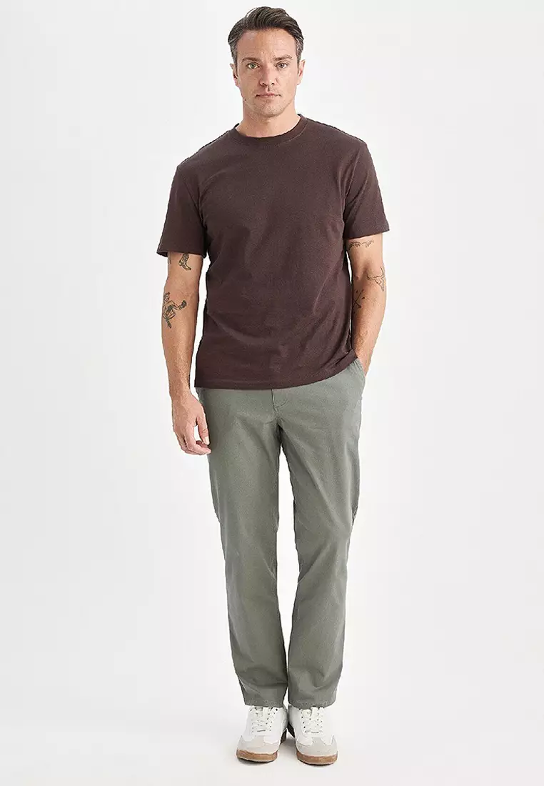 New Regular Fit Crew Neck Basic Plain Short Sleeve T-Shirt