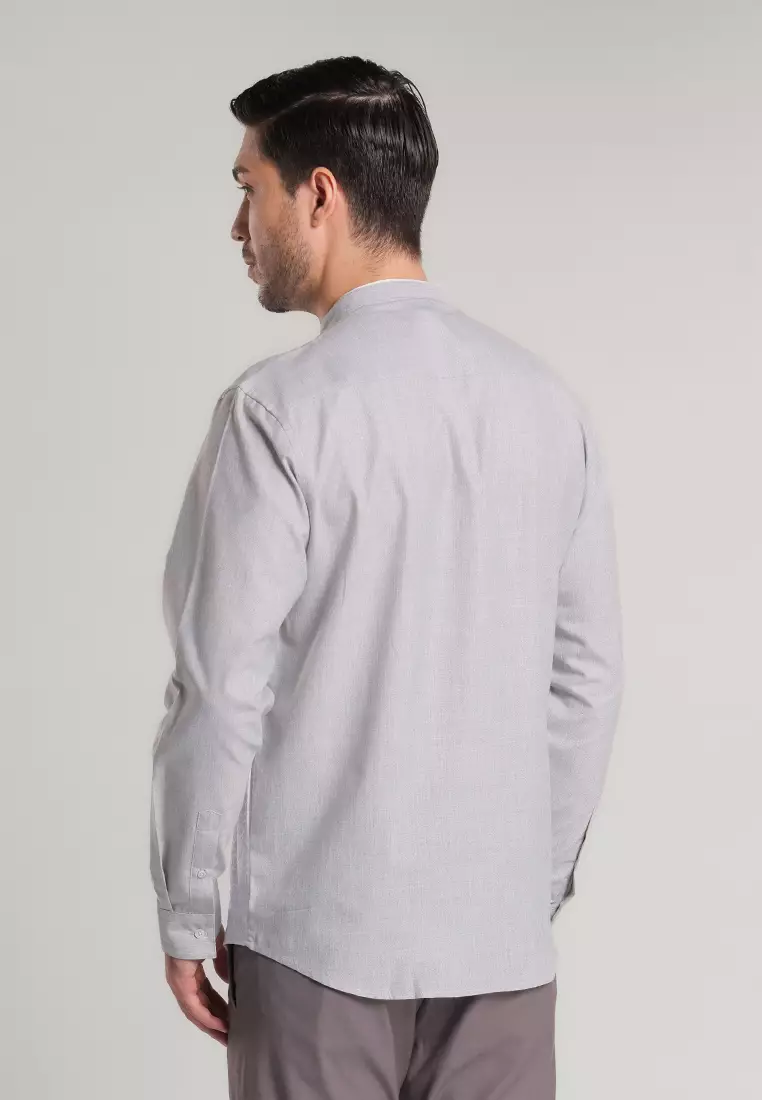 MOC Kemeja Koko Lengan Panjang Pria Mauza - Grey