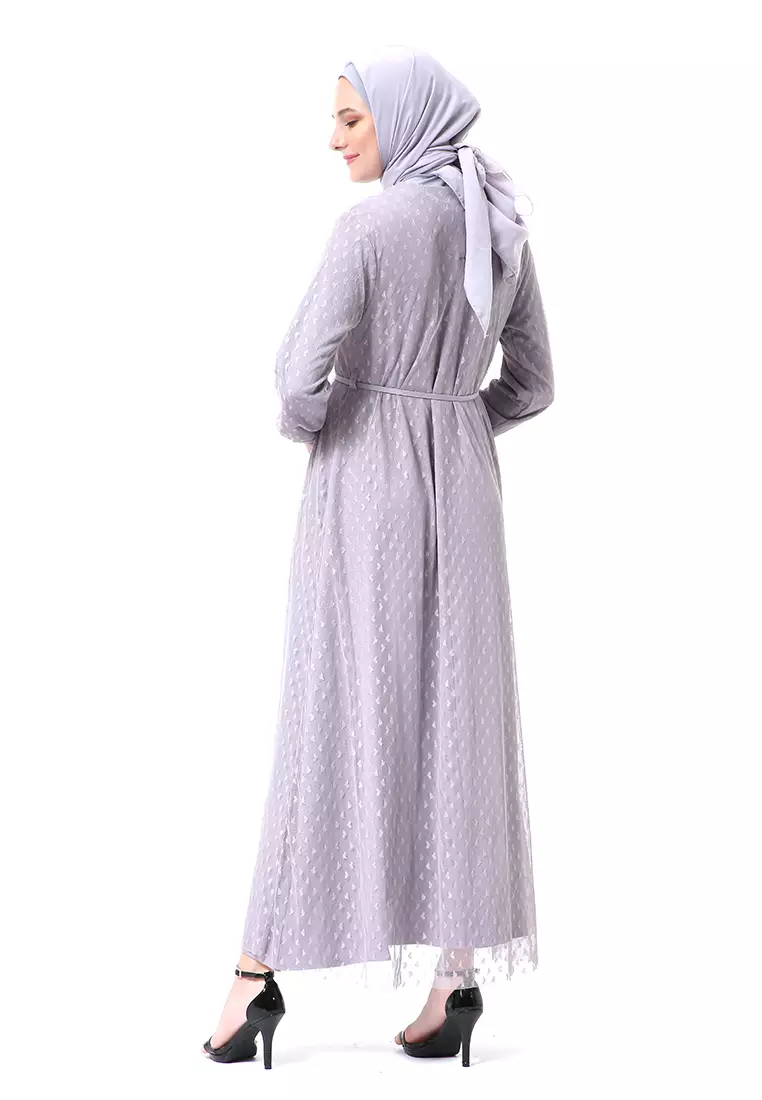 Nayaka Gamis Wanita Lengan Panjang Design Klasik High Quality Premium - Grey
