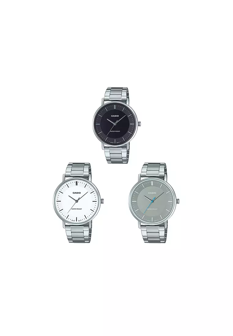 MTP-VT04D-7E Men Analog Watch Silver Stainless Steel Strap
